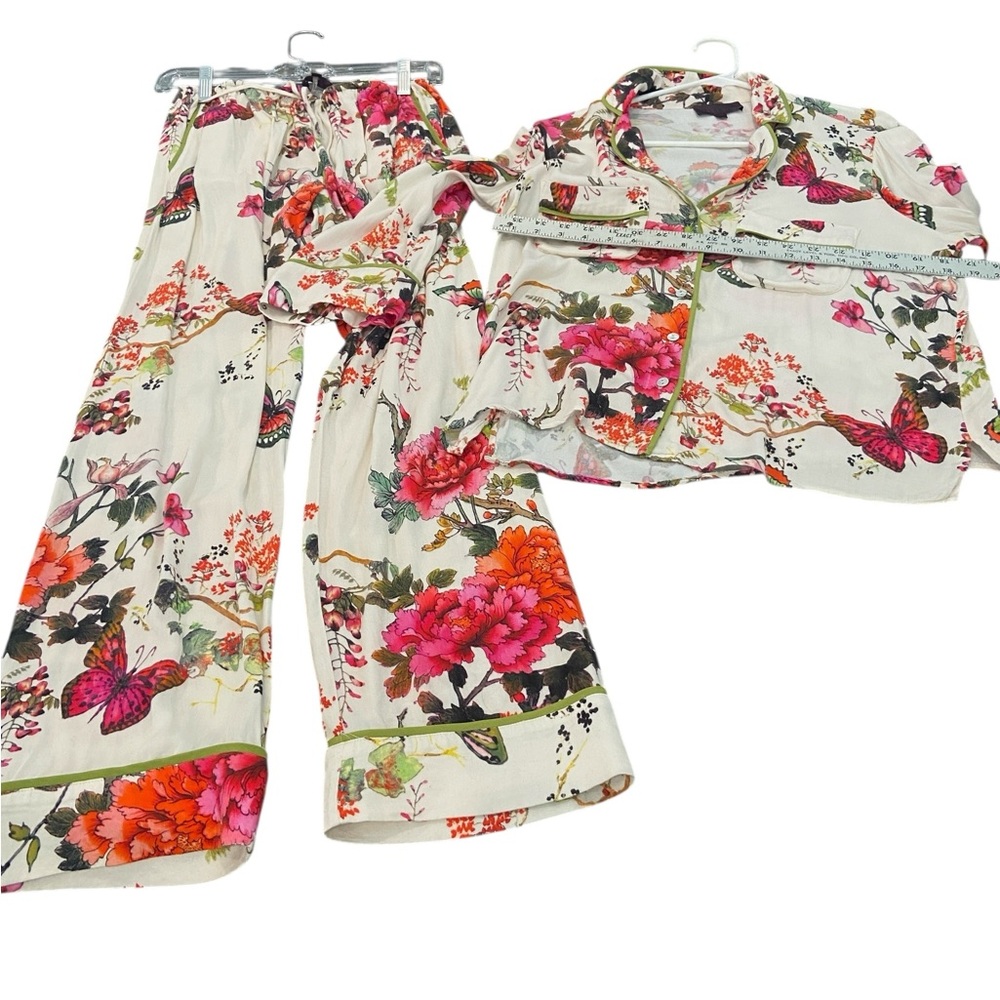 Hale Bob Floral Pajama Set with Pink and Red Accents